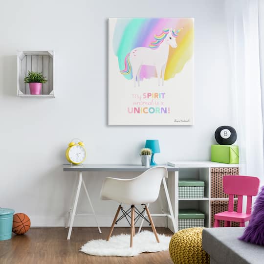 Stupell Industries Unicorn Spirit Animal Vivid Fantasy Rainbow Canvas Wall Art
